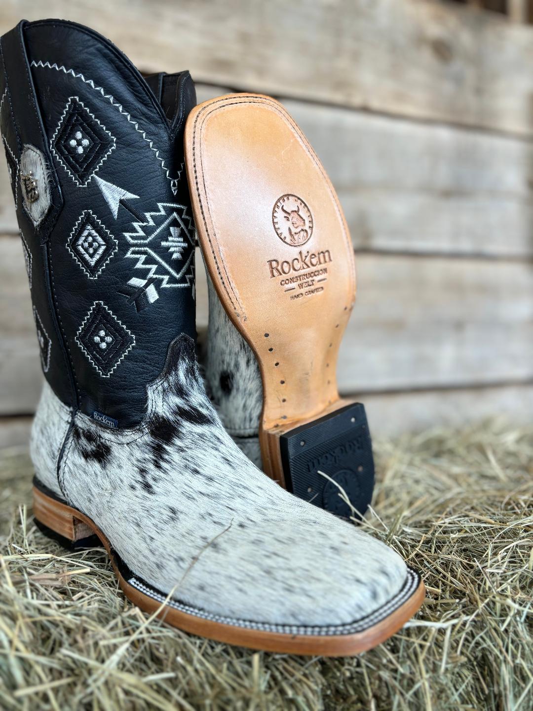 Black and white cowhide boots 2025